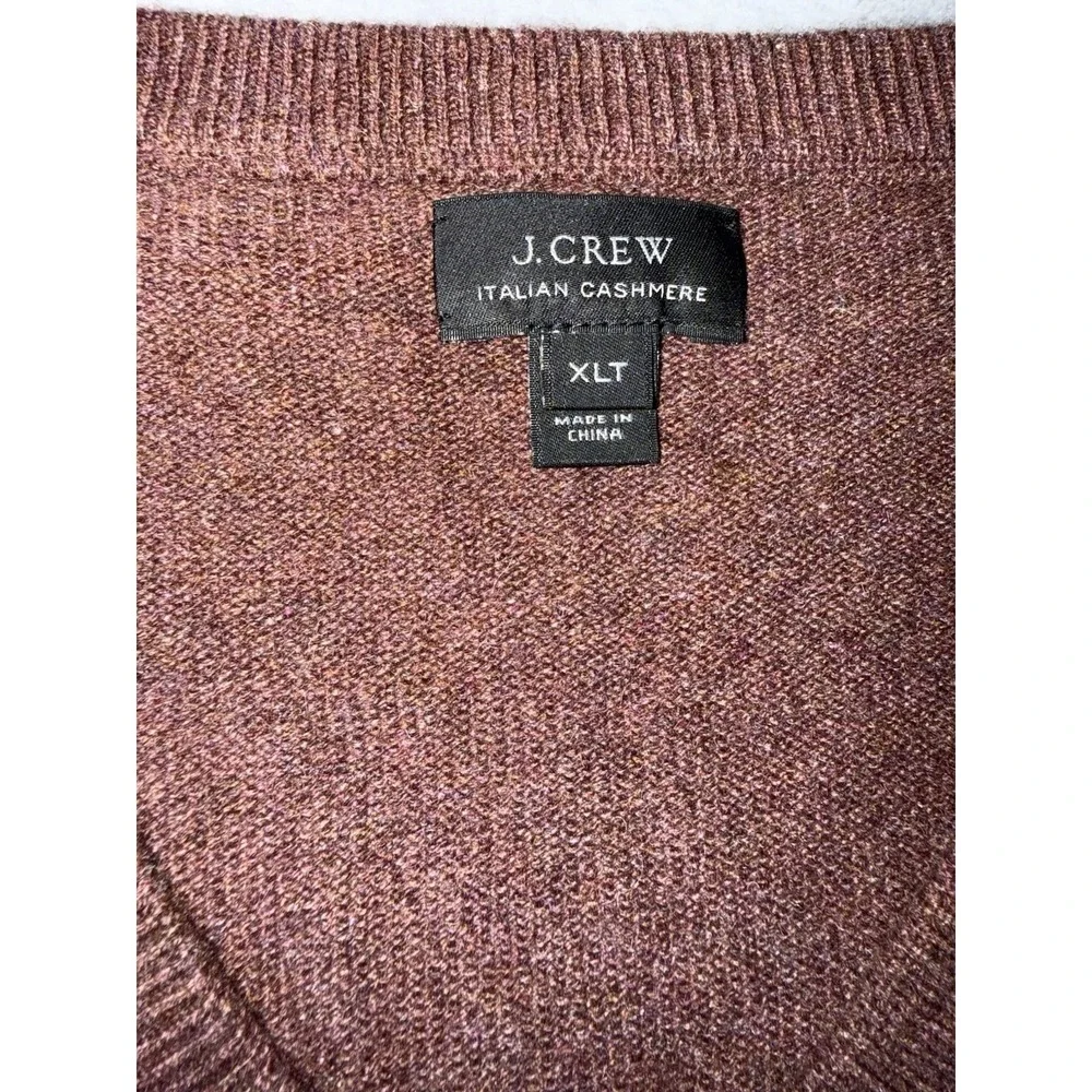J.Crew Mens XLT V-Neck‎ Sweater Italian Cashmere Tall Brownish Preppy Officecore